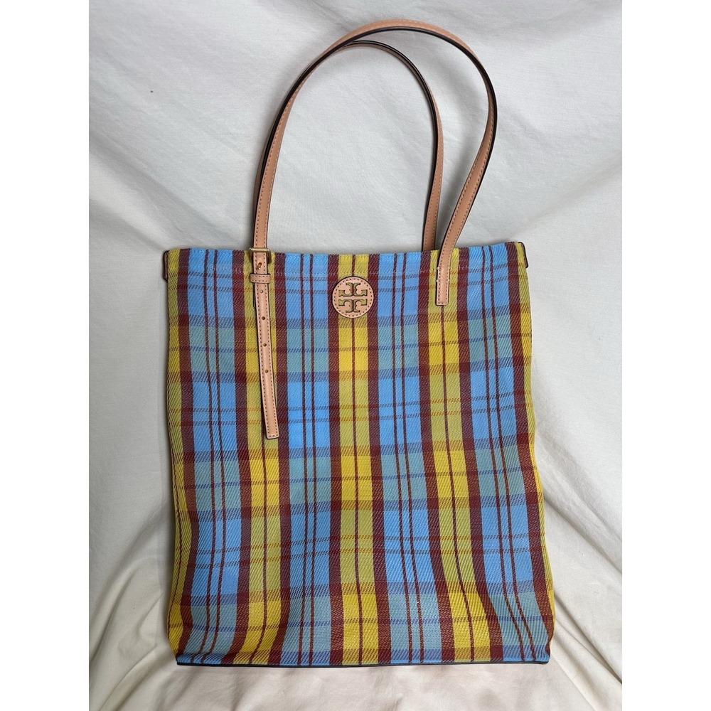 Tory Burch 146431 Emerson Mesh NS Market Tote Yellow Blue Beach ShoulderBag $295